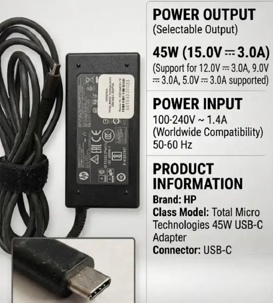 Hp 45W AC Adapter USB C Connector
